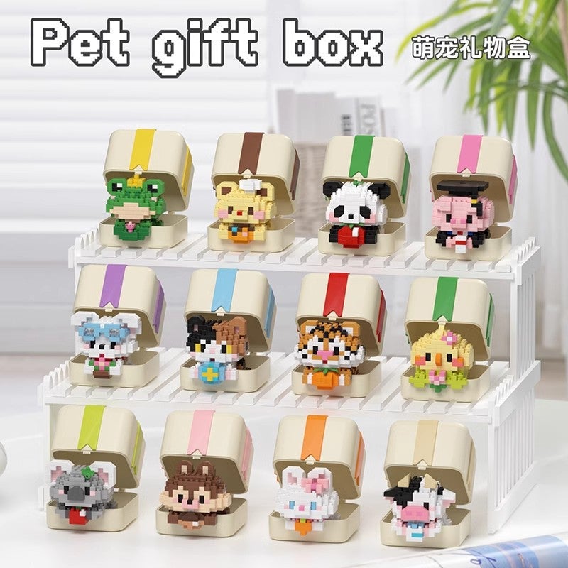 Compatible With Lego Bear Pendant Cute Pet Gift Box Panda Tiger Rabbit Cartoon Doll Building Blocks Children'S Toys - Image 3